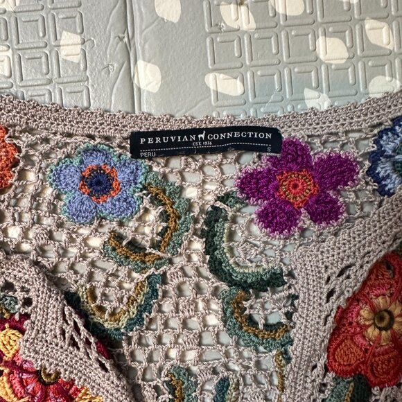 Peruvian Connection Floral Crochet Cover Up - Picture 3 of 4